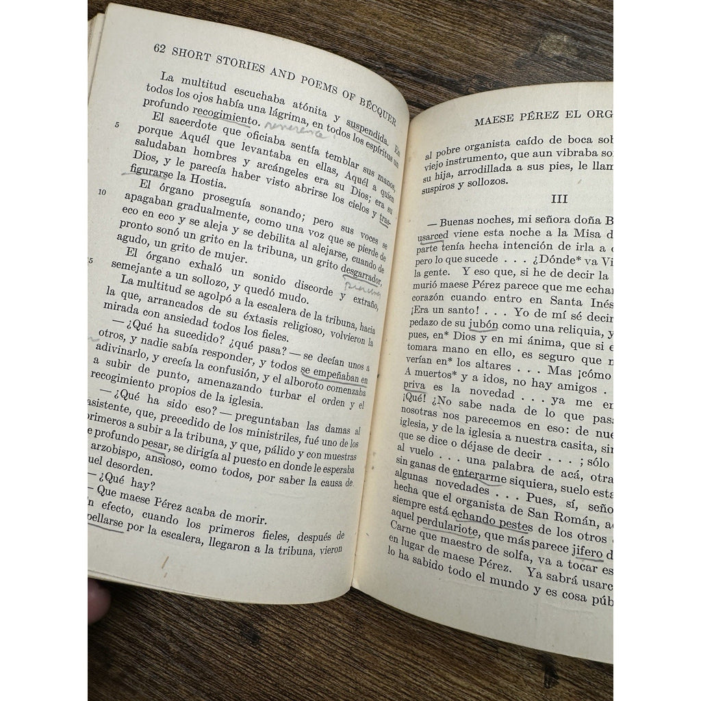 Rare 1936 Edition Of Short Stories and Poems of Becquer MacMillan Co