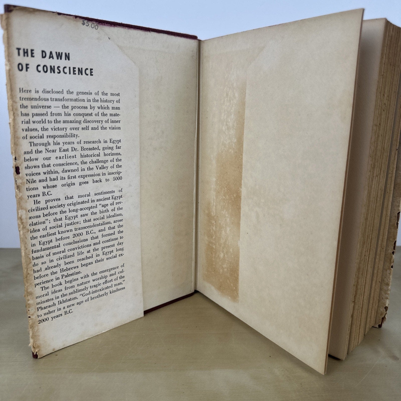Dawn of Conscience 1933 James Breasted HBK DJ Vintage Egypt Origin Moral History