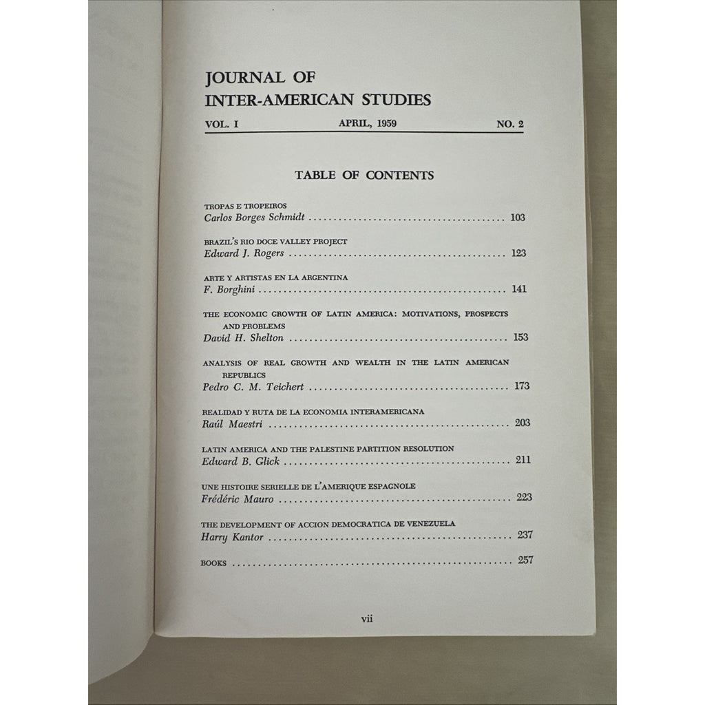 JOURNAL OF INTER-AMERICAN STUDIES, VOL. I, 3 Number 2, 3 and 4 Apr Jul Oct 1959