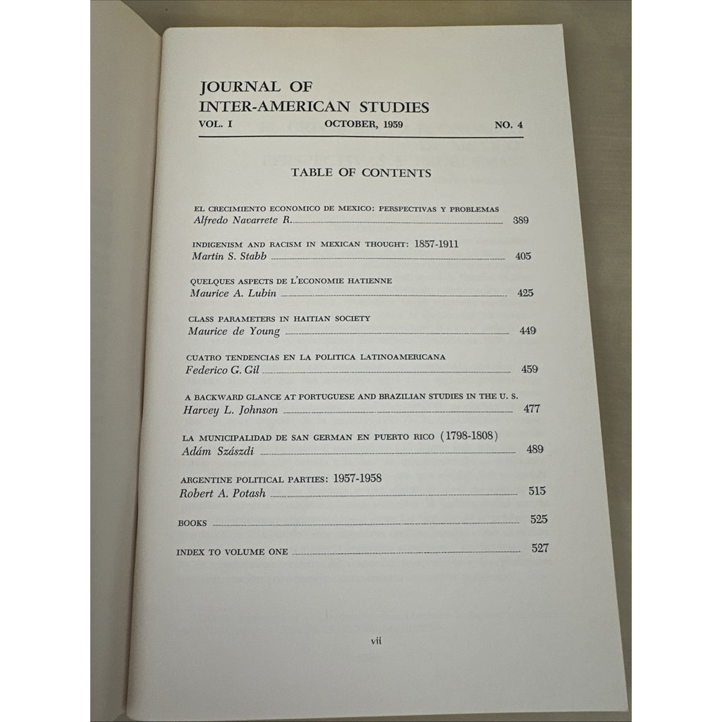 JOURNAL OF INTER-AMERICAN STUDIES, VOL. I, 3 Number 2, 3 and 4 Apr Jul Oct 1959